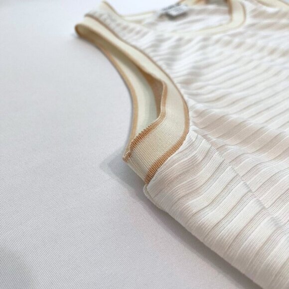 NWOT LACOSTE IVORY WHITE STRIPED NECK ASYMMETRICAL TUNIC TOP - 10 (42) - Picture 7 of 10